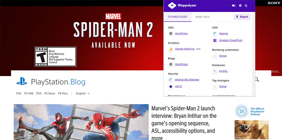 وبلاگ سایت سونی با وردپرس نوشته شده است